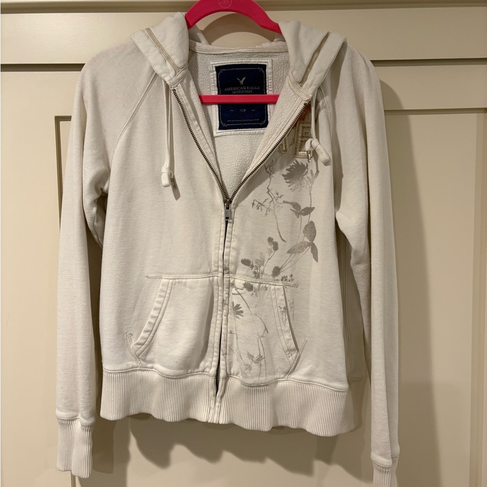 SOLD American Eagle Outfitters Ivory Label Eagle Fleece Hoodie